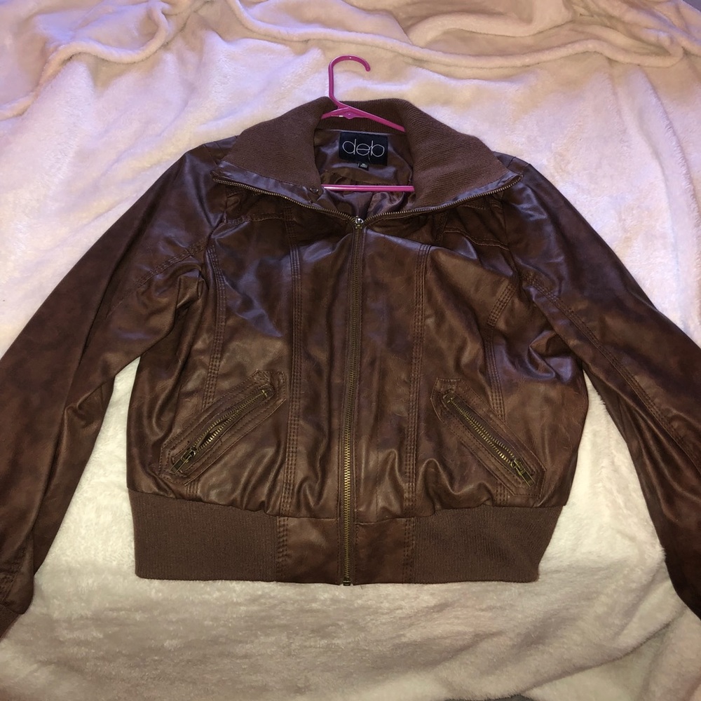 Brown leather jacket